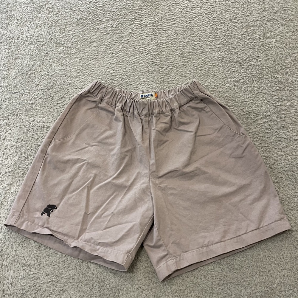 Karhu Shorts Mens Gray Khaki 7" Inseam Elastic Waist Cotton Cotton